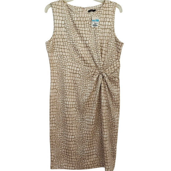 J. McLaughlin Kamala Faux Suede Shift Dress Size Large Beige Crocodile Print NWT - Picture 1 of 9